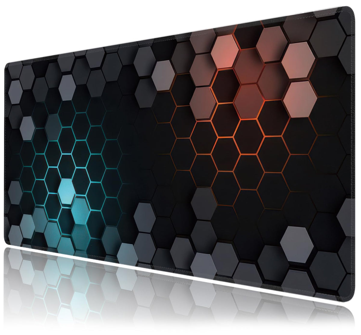 Hexagon Honeycomb Large Mouse Pad,Gaming Keyboard Desk Pad,Extended Mouse Mat Non-Slip Rubber Base with Stitched Edges for Office Game Home XXL 35.4"x15.7"