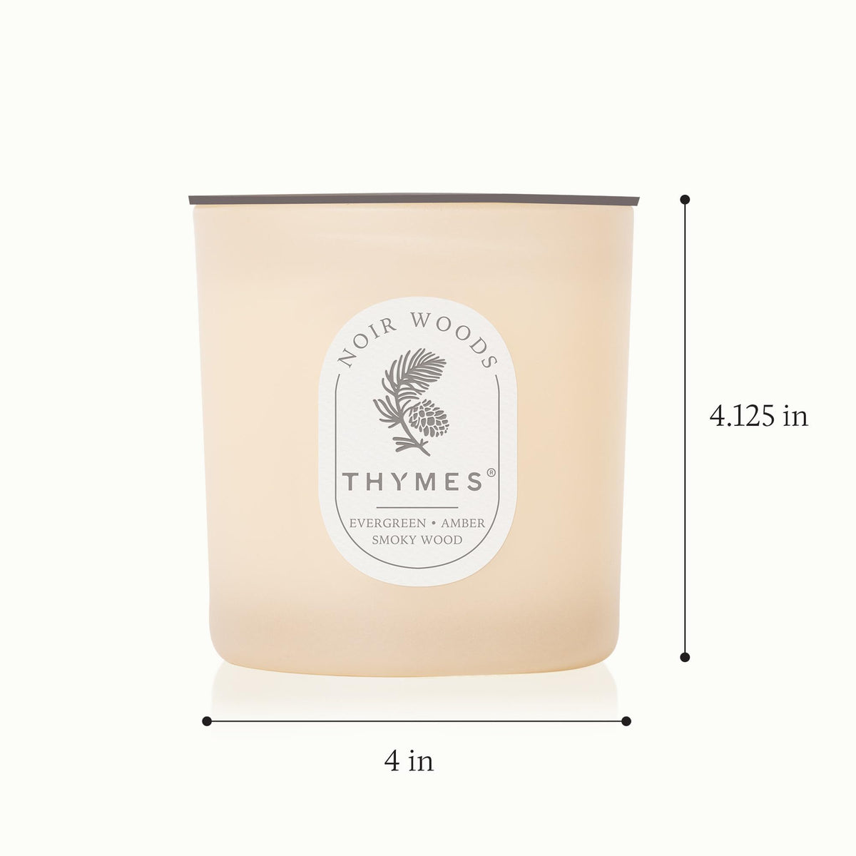 Thymes Noir Woods Scented Candles for Home Decor – Notes of Fresh Evergreen, Smoky Wood & Golden Amber – Luxury Home Fragrance Gifts for Women & Men – (2 Wick Medium Candle, 13oz)