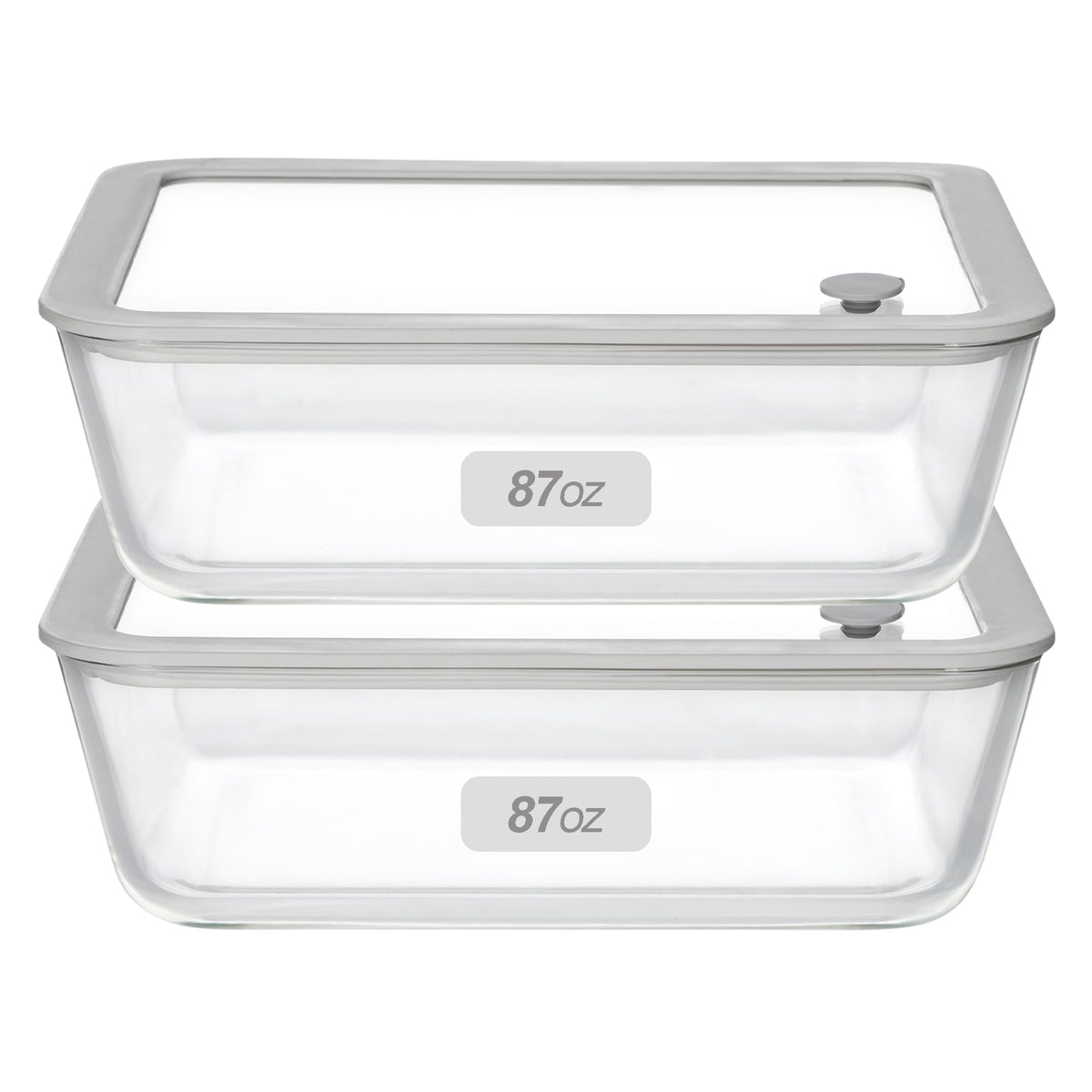 EcoEvo Glass Food Containers with Glass Lid, Microwave Safe Food Storage Container Set, 2 Pack of 87oz, Large Size Airtight Storage Set with Leak Proof Lids, Meal Prep Containers