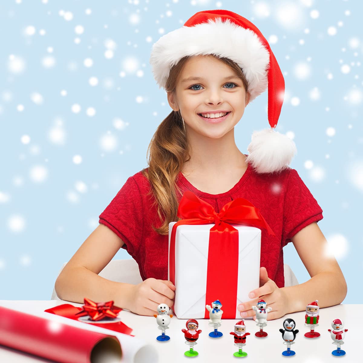 QINGQIU 24 PCS Christmas Jumping Popper Toys for Kids Boys Girls Christmas Stocking Stuffers Party Favors Gifts Games