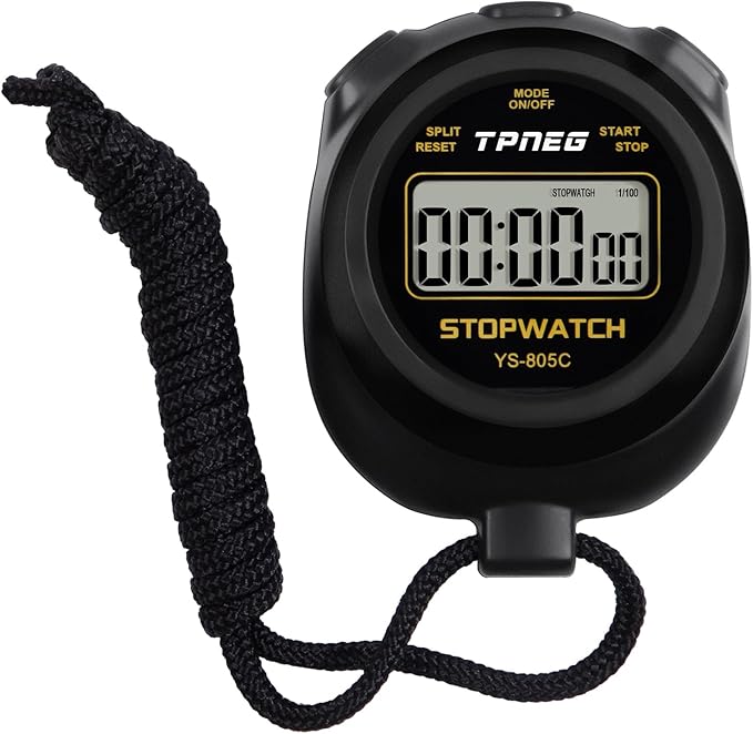 Simple Stopwatch Timer - Easy to Use, Set Up, Read, and Carry - Large Display - On/Off, AAA Battery - Ideal for Coaches, Track and Field, Soccer Referees, Sports, Classroom
