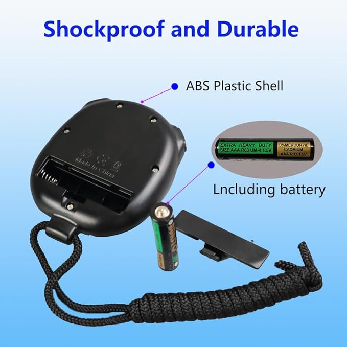 Stopwatch Timer with Countdown, ON/Off Simple Operation No Clock No Date, Digital Stop Watch for Sports, Black