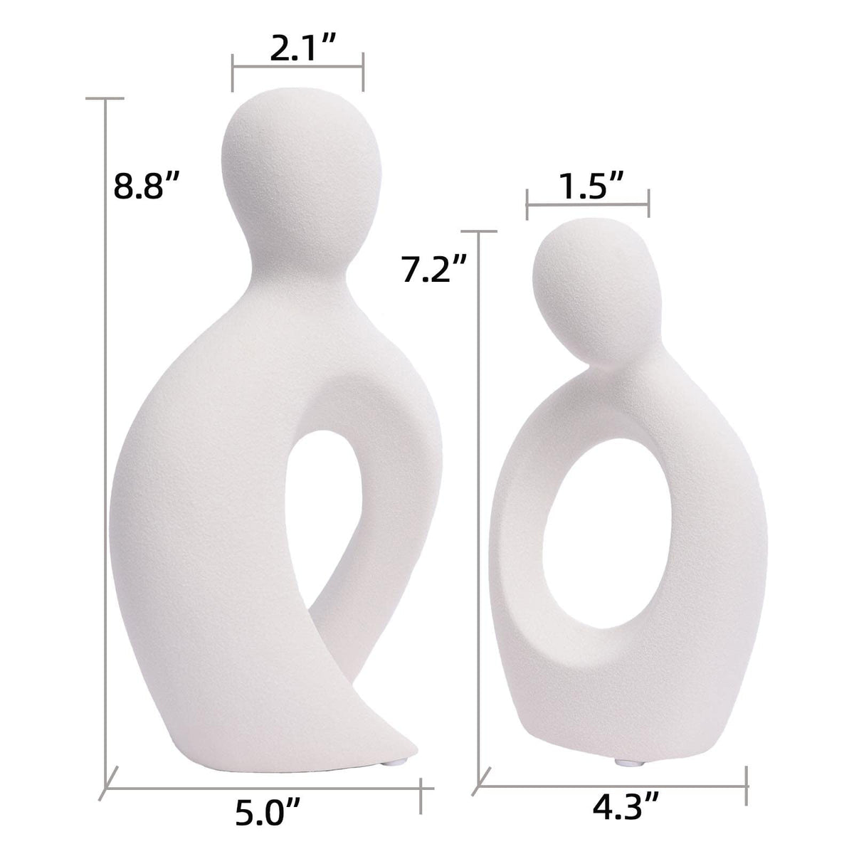 Quoowiit Ceramic Couple Sculptures for Home Decor, Abstract Lover Statue for Shelf, Office, Living Room, Bedroom, Gifts for Anniversary, Valentine's Day, Birthday (White)