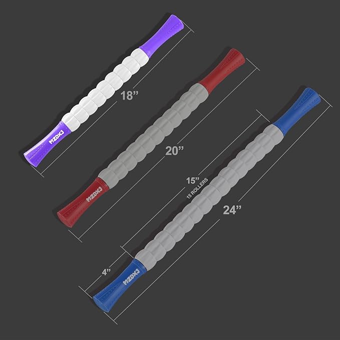 Muscle Roller Stick for Athletes - Deep Tissue Fascia Blaster & Roller Massager for Myofascial Pain Relief - Handheld Physical Therapy & Recovery Tool(Purple White-18 inch)