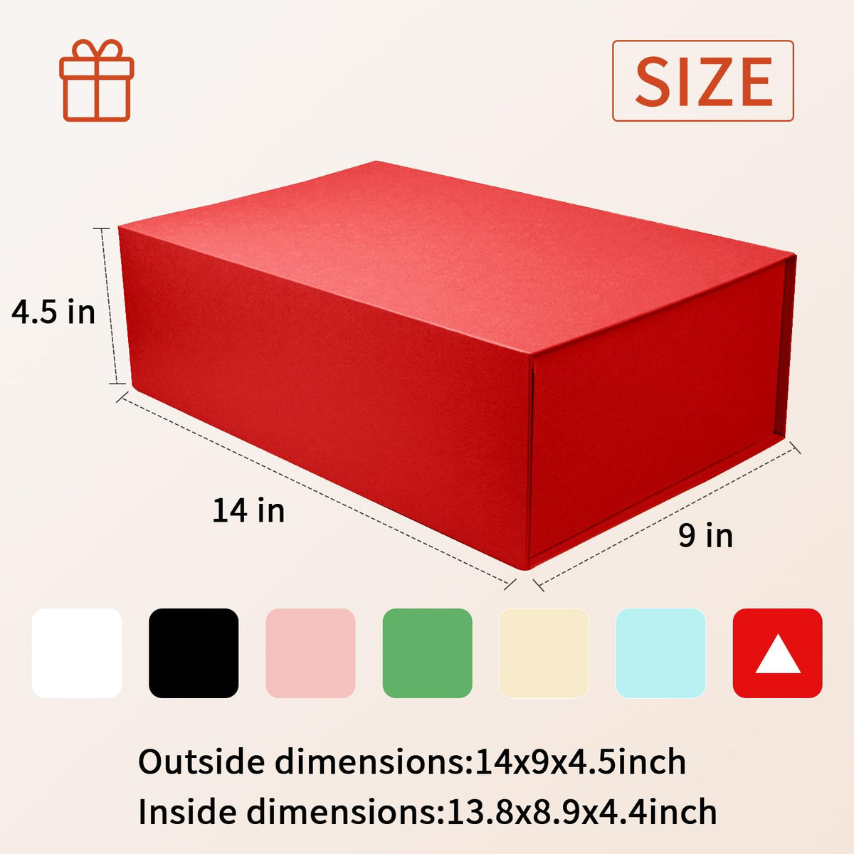 YINUOYOUJIA Large Gift Box14x9x4.5 Inch,Christmas Red Gift Boxes with Magnetic Closure Lid,Ribbon and Card,Present Box for Birthady Valentine's Day Mother's Day Anniversary