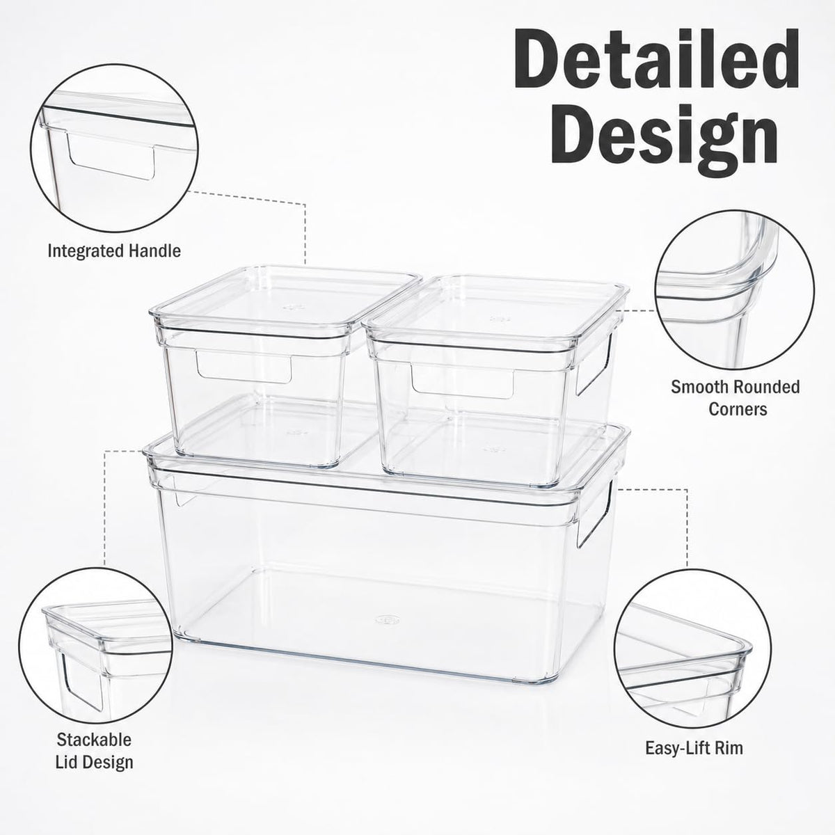 Yomjarl Baking Supplies Storage Containers 3Pc,Baking Kits with Handles&Lid for Adult,Stackable Bakeware Organizer Storage Bins,BPA Free Baking Accessories,Kitchen,Pantry Storage and Organization Box
