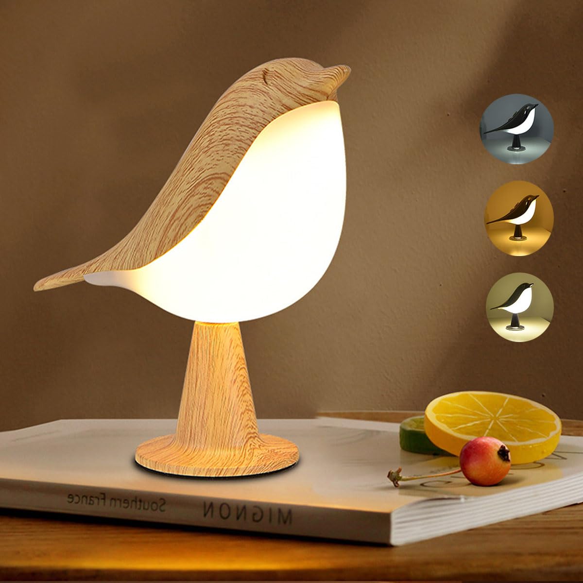 Xhope4u Small Cordless Bedside Lamp, Bird Lamp Touch Sensor, LED Table Lamp with Touch Dimmer,3 Level Brightness Nightstand Lamps, Rechargered Desk Lamp for Bedroom, Office, College Dorm Room