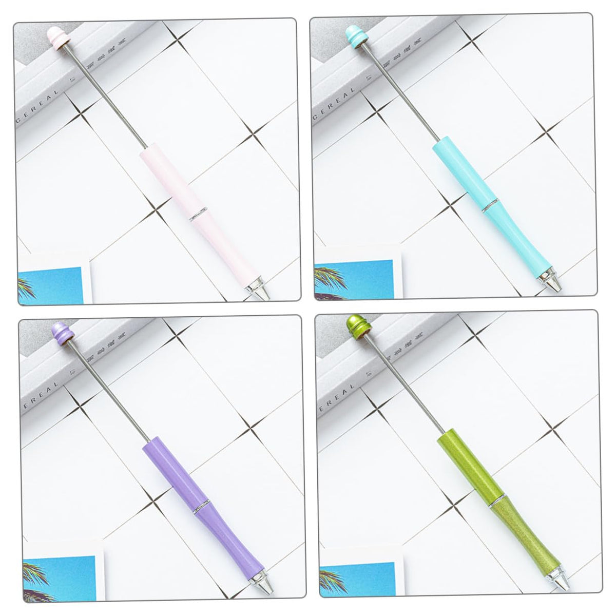 UKCOCO 5pcs Metal Ballpoint Pens Set, Multi-color Pastel Craft Writing Pens for Office, School, DIY Bead Stringing, Household Daily Use
