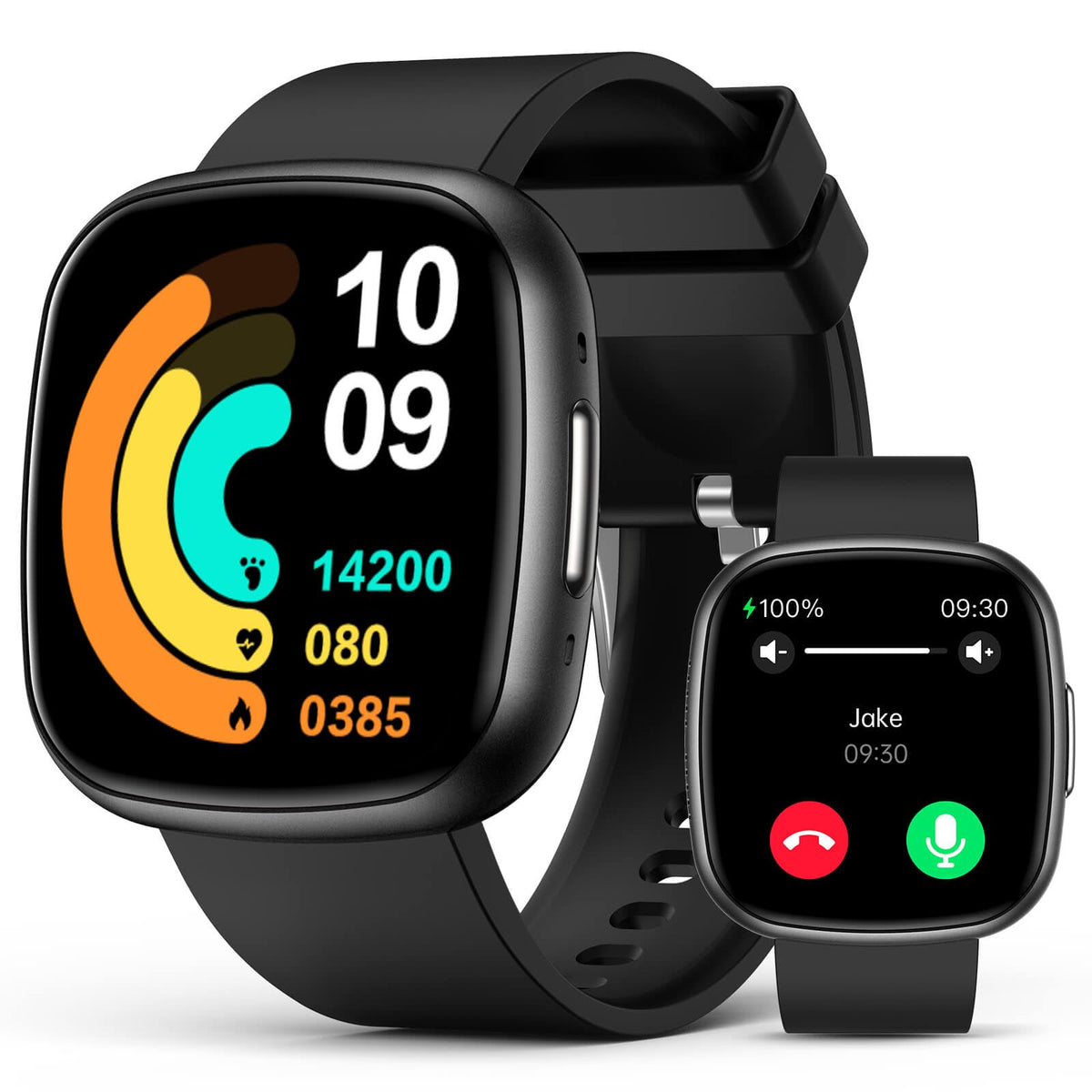 BooaBei Smart Watches, 1.72" Smartwatch for Men Women (Answer/Make Call), Fitness Tracker with 100+ Sport Modes, IP68 Waterproof, Heart Rate/Sleep/Spo2 Monitor, Activity Tracker for Android iOS