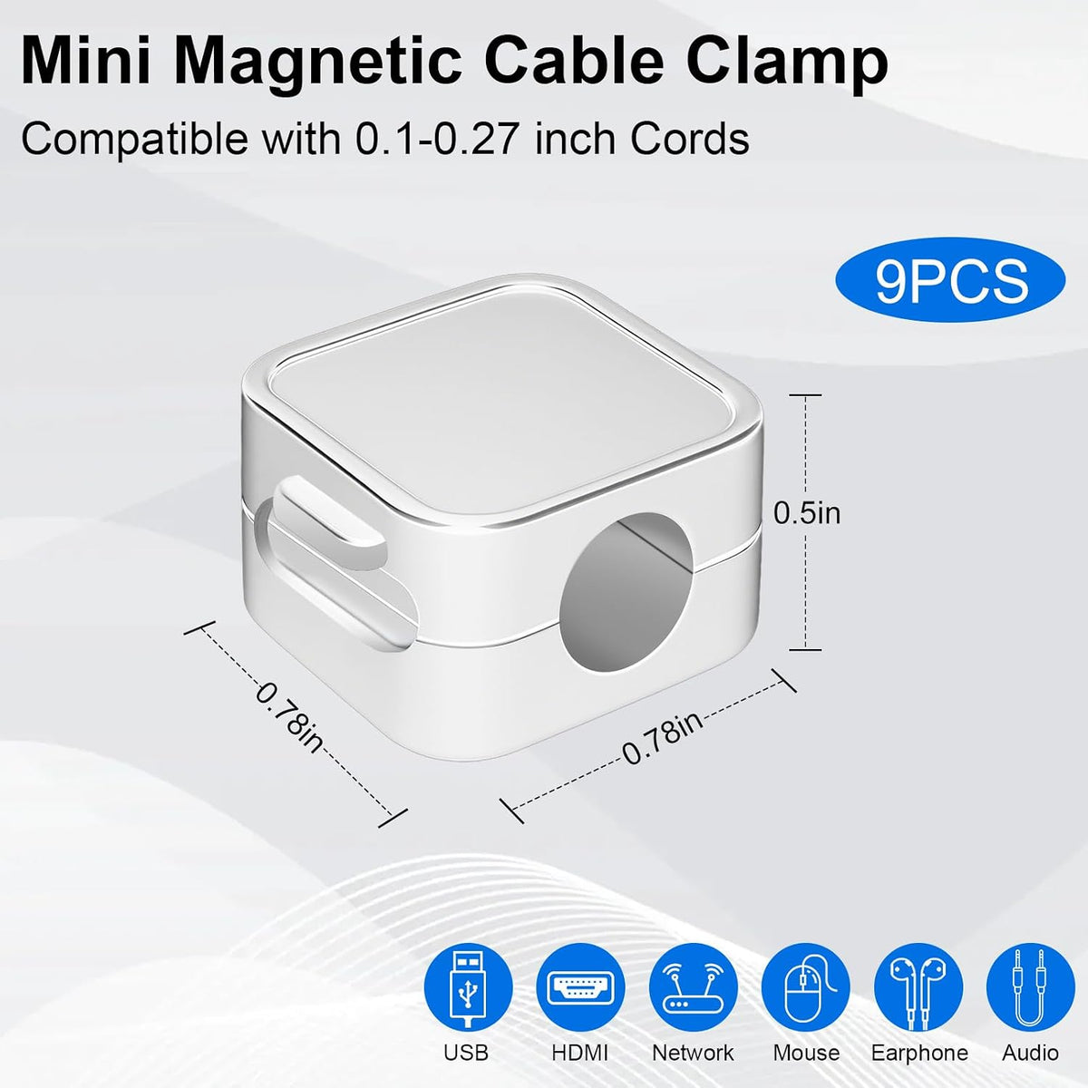 SDICSN 9 Pack [1S Magnetic Cable Clips Lock] Cord Organizer Spring Cable Holder Clips Cord Holder for Under Desk