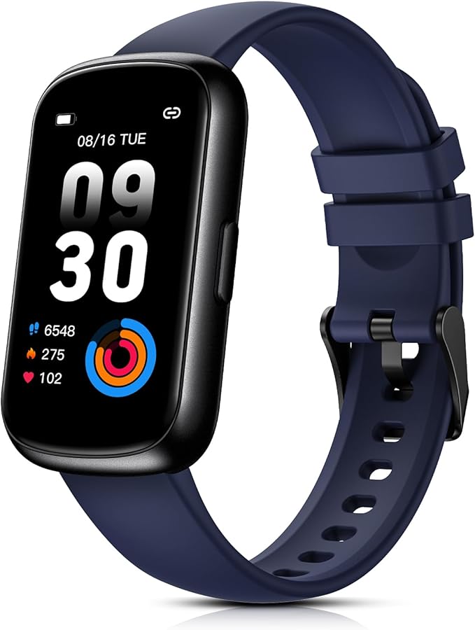 Fitness Tracker for Women Men, Smart Watch Band with 24/7 Heart Rate Blood Oxygen Sleep Monitor, Calories Step Tracker Pedometer 3ATM Waterproof Activity Tracker for Android iOS, Midnight Blue