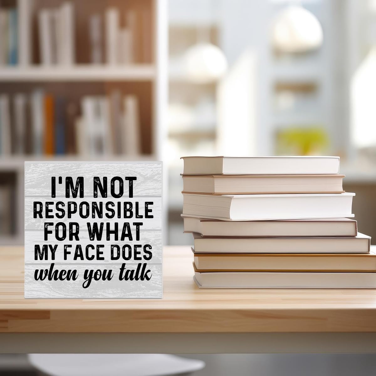 Funny Office Wooden Box Sign Home Decor Office Quote Wood Sign Desk Decoration Coworker Wood Block Plaque Box for Shelf 5 x 5 Inches