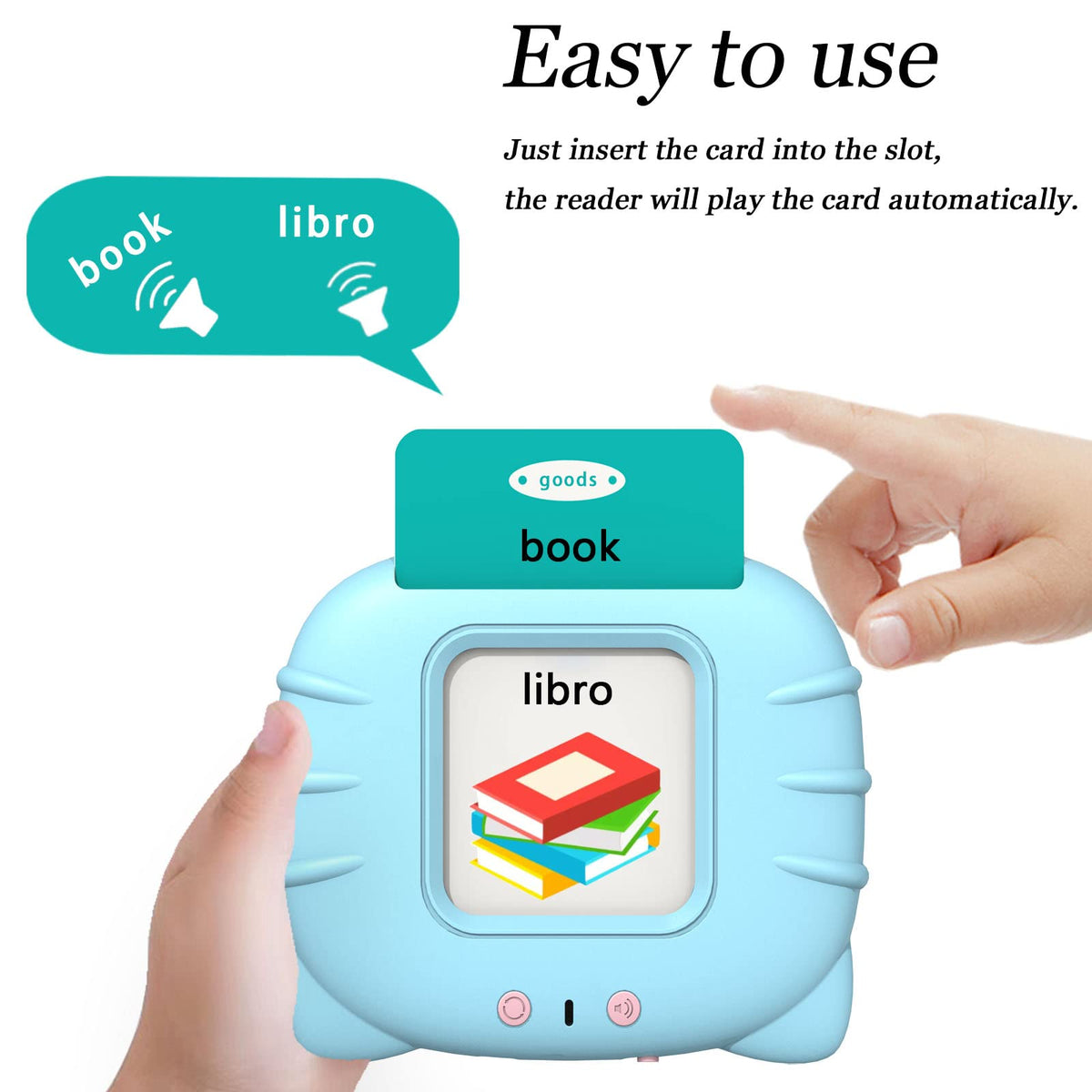 Startcan Spanish & English Talking Flash Cards for Toddlers 1 2 3 4 5 6, Audible Toys for Kids to Learn Spanish - 258 Cards and 516 Words(Blue)