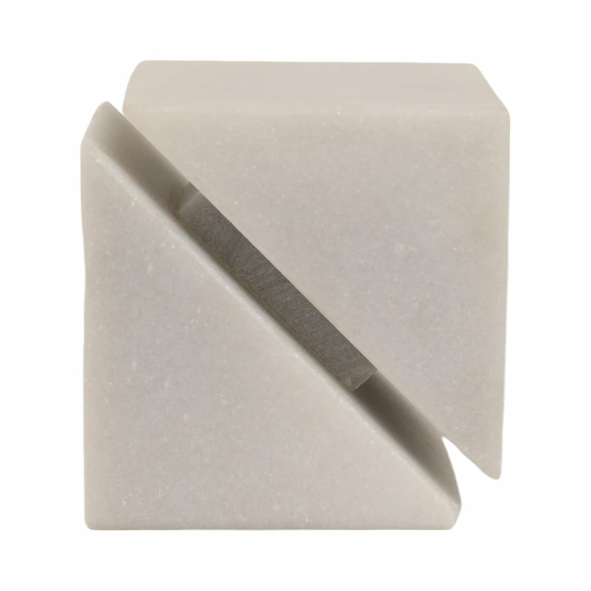 White Marble Sculpture Cube – Accessories for Room Styling and Layering – Shelf, Desk, or Console Placement – Modern Geometric Design Accent for Contemporary Spaces, Home Decor – 4", White Finish