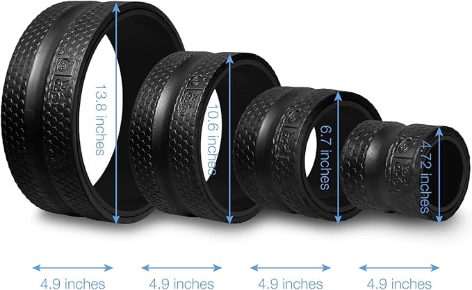 Back Roller Wheel- Foam Padded Back Stretcher Wheel with Center Spine Cradle- Stretching Wheel for Back Pain Set of Four