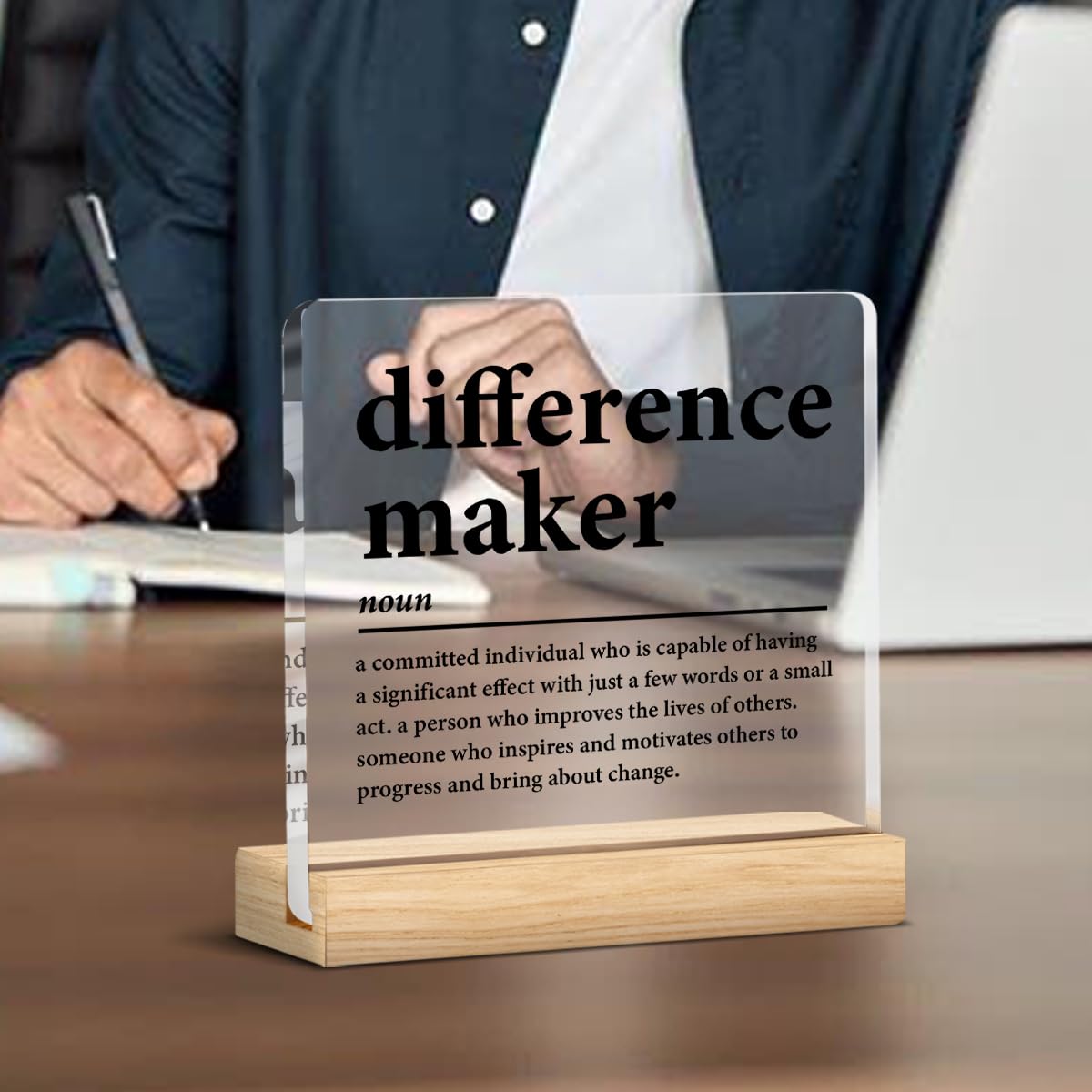 Difference Maker Gifts for Teacher Coach Mentor Boss Leader, Thank You Appreciation Gifts for Coworkers Employee Staff Women Men Motivational Office Desk Decor Cubicle Acrylic Sign, 4 x 4 Inches