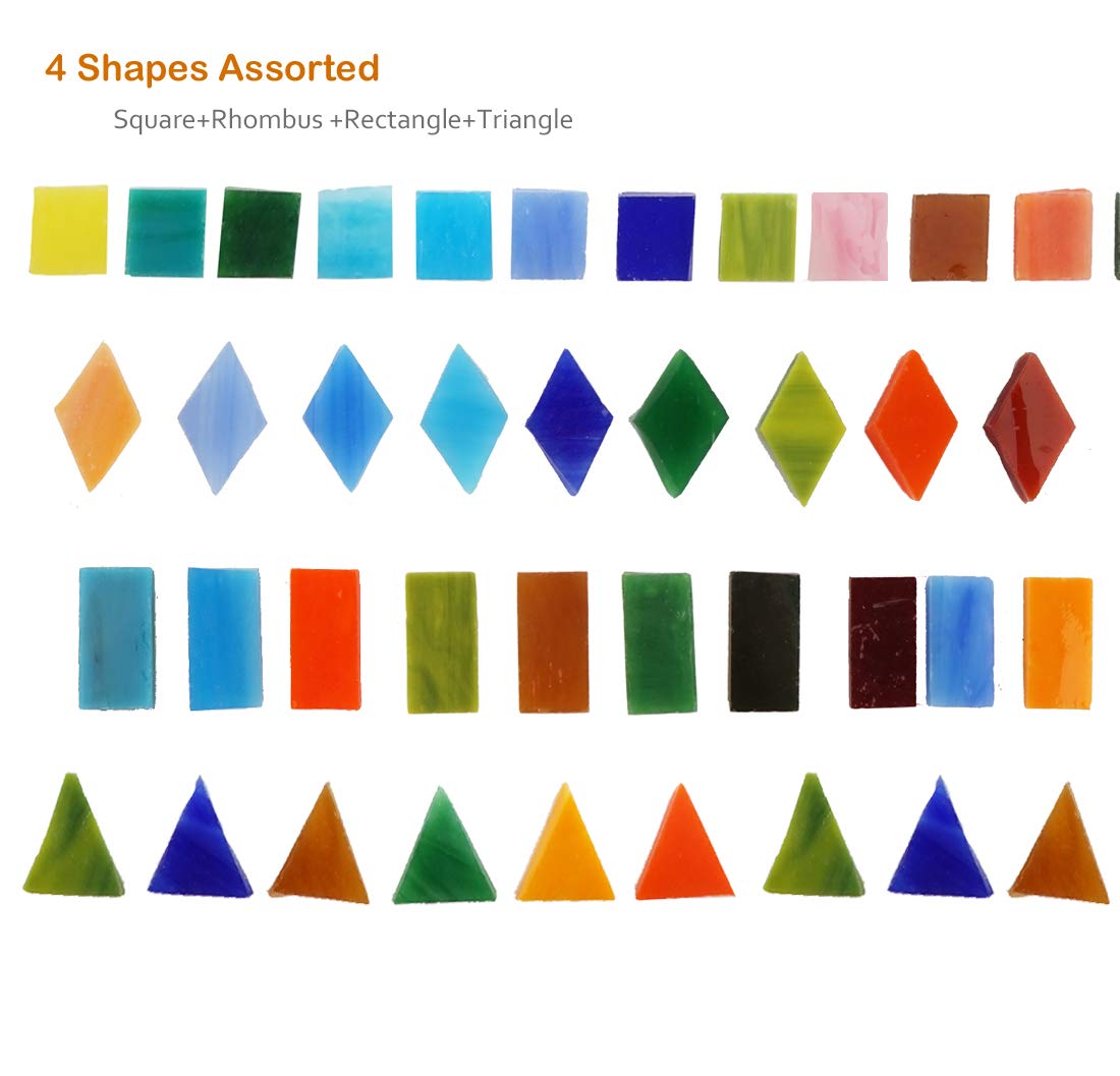 Lanyani 1050 Pieces Mixed Shapes Glass Mosaic Tiles for Crafts, Colorful Stained Glass Pieces for Mosaic Projects