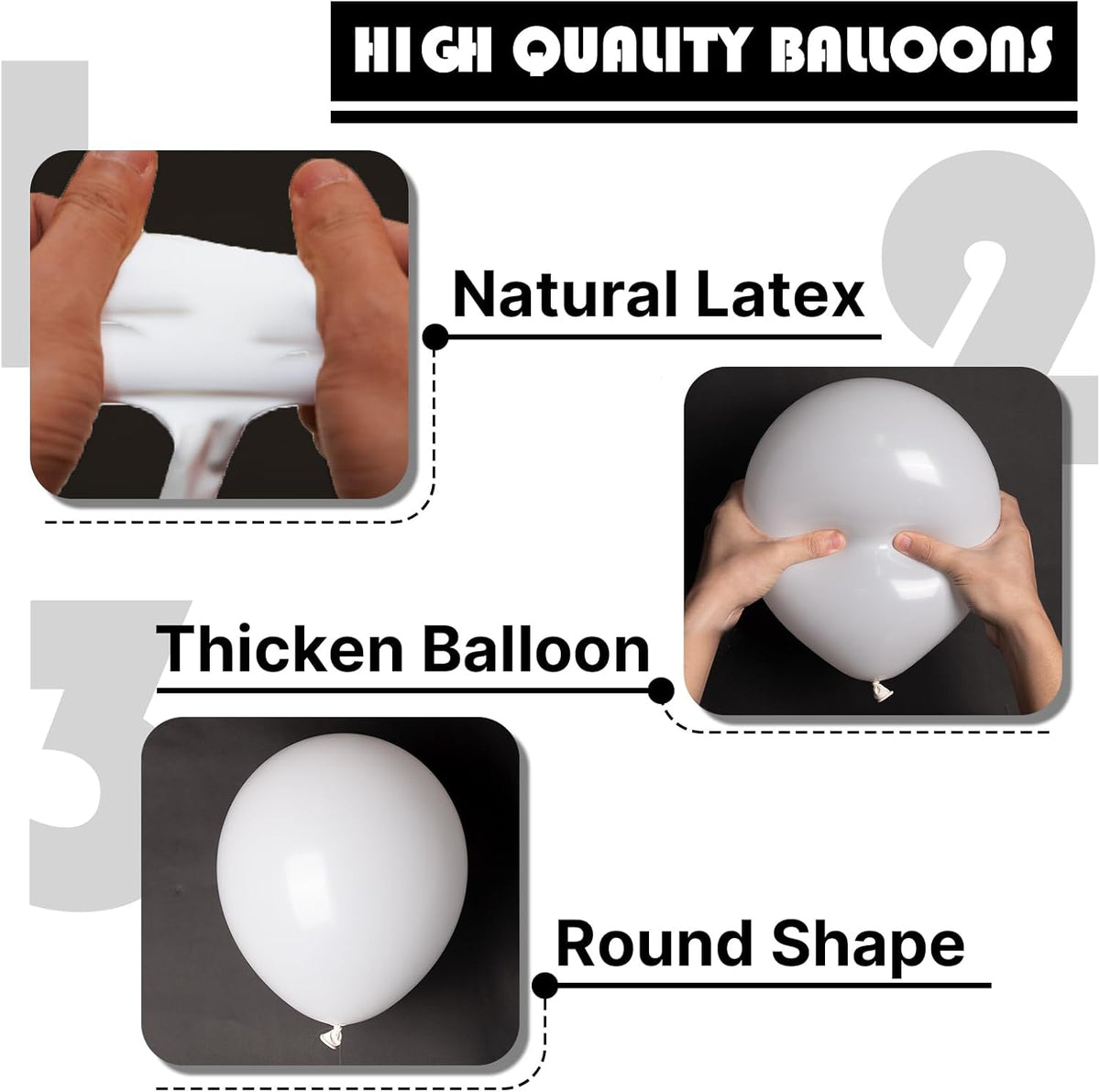 PartyWoo White Balloons - 100 Pcs 12 Inch Latex Helium Pastel White Balloons for Events & Celebrations