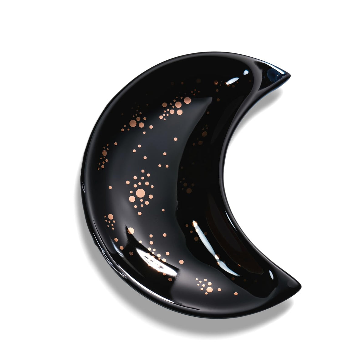 Yanluxr Black Moon Jewelry Dish, Decorative Ceramic Trinket Tray for Rings Earrings Necklaces, Birthday Christmas Gift for Women