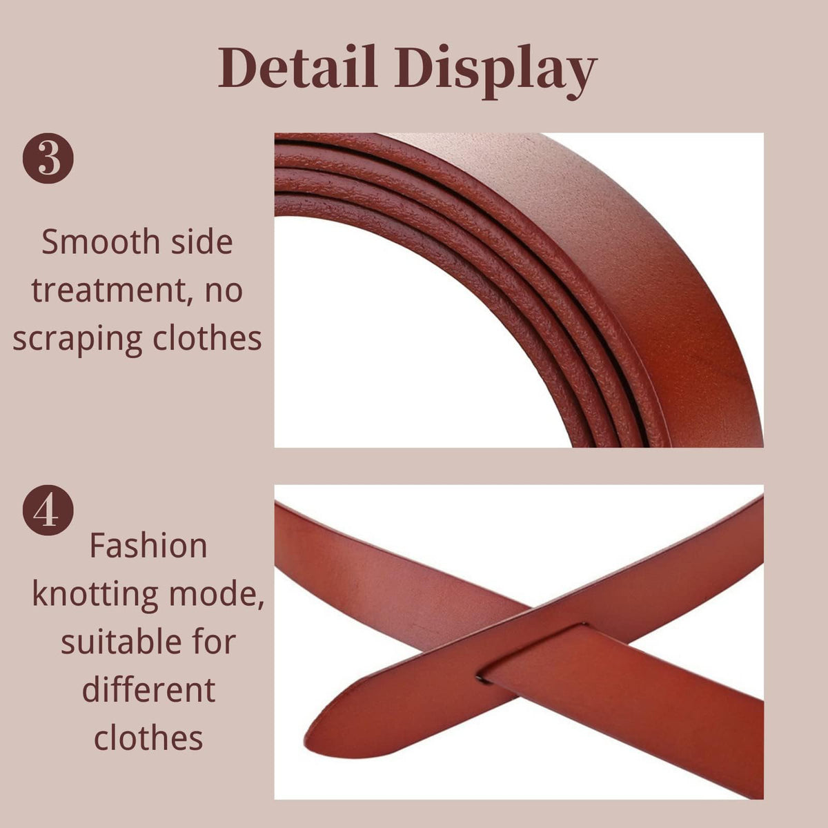 OZJABC Knot Belts For Women Soft Faux Leather Belt Fashion Tie Belts For Women Wrap Belt For Jeans Pants Dress (Brown)