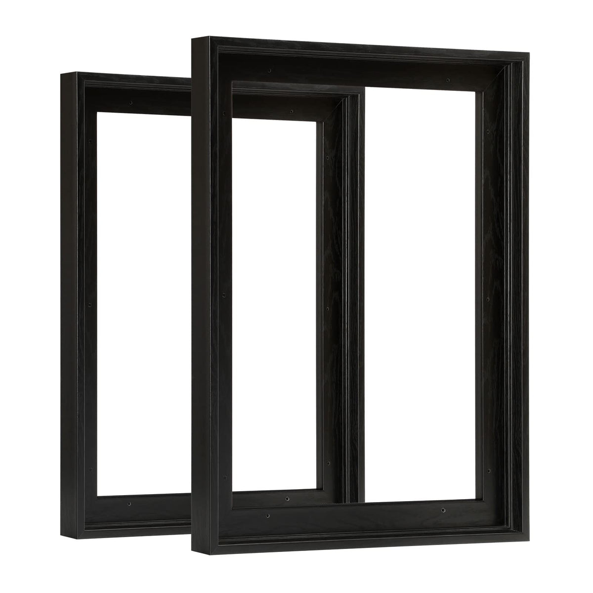FOLKOR Floating Canvas Frame for 16x20 Inch Painting, 2 Pack Floater Frame for Canvas Prints, 0.9" Rabbet Depth Art frame for Wall Prints Diamond Painting Paint by Numbers (Black)