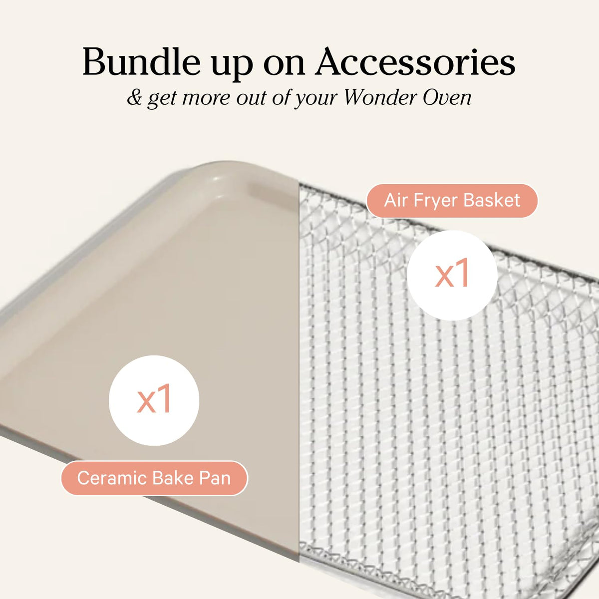 Our Place Wonder Oven Essentials Kit | Extra Air Fryer Basket & Nonstick Ceramic-Coated Bake Pan | Oven Safe, Eco-Friendly | Steam