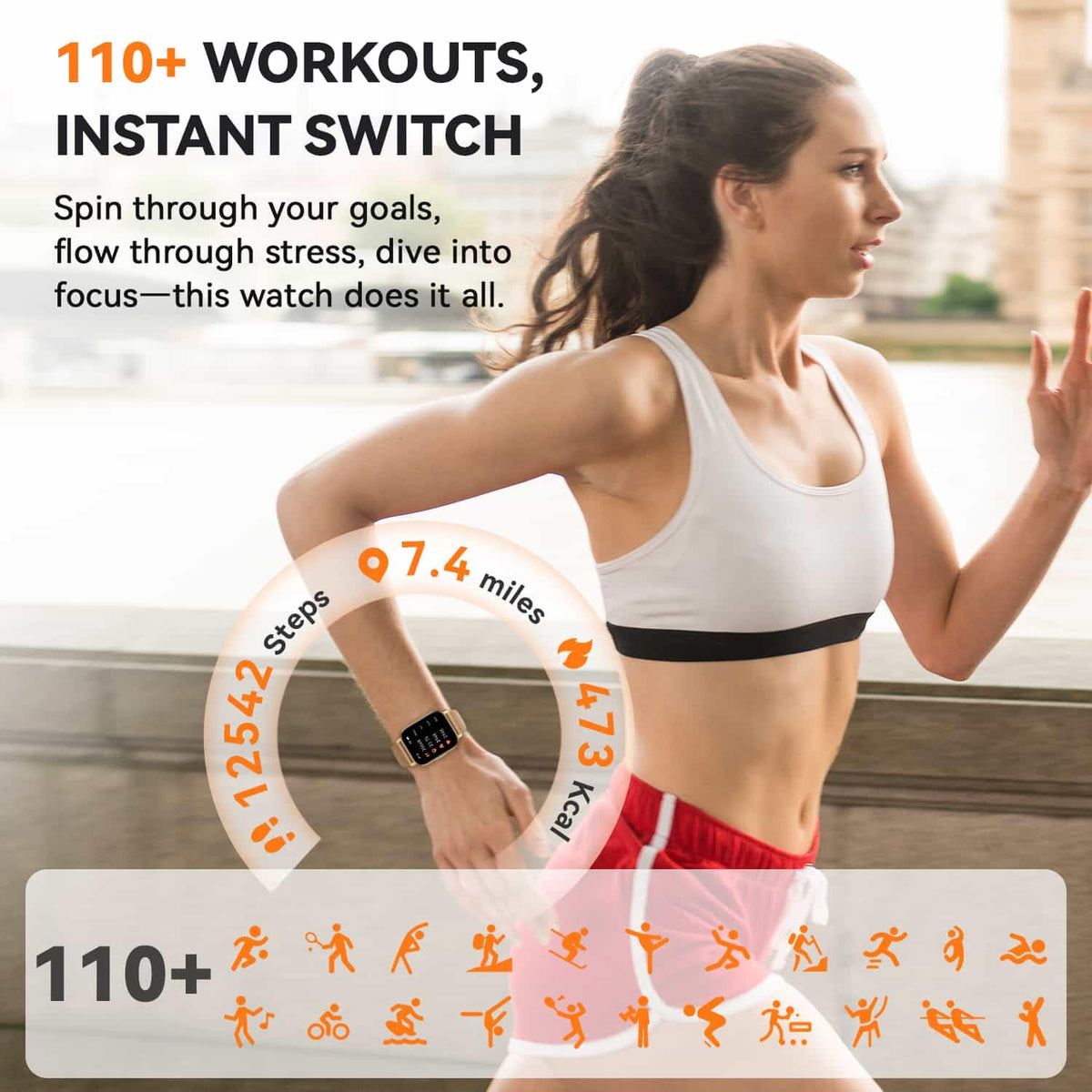 Smart Watch for Women(3 Bands), Smartwatch Fitness Tracker with Bluetooth Calls & AI Voice Control, 1.85’’ HD Screen, Heart Rate/SpO2 Monitor, Sleep Tracker, Compatible with Android iOS (Gold)