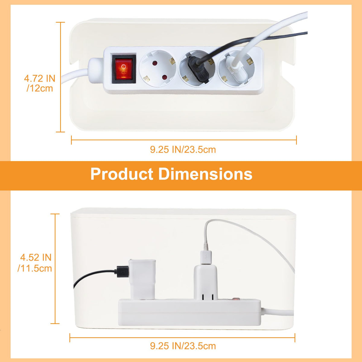 Resulzon Mini Cable Management Cord Cover Wire Hider Box Concealer Organizer Protector System for Home Theater Entertainment Center Office School (Mini, White)