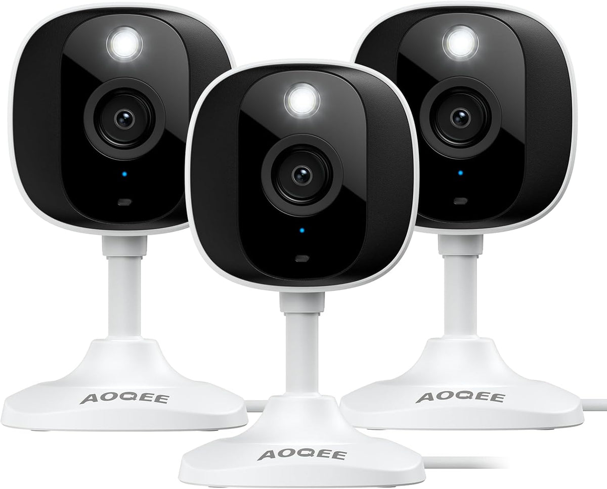 AOQEE 2K 24/7 (C1-White-3pack-2.4G) Cameras for Home Security-Outdoor/Indoor Camera for Dog/Cat/Pet/Nanny/Baby/Elderly