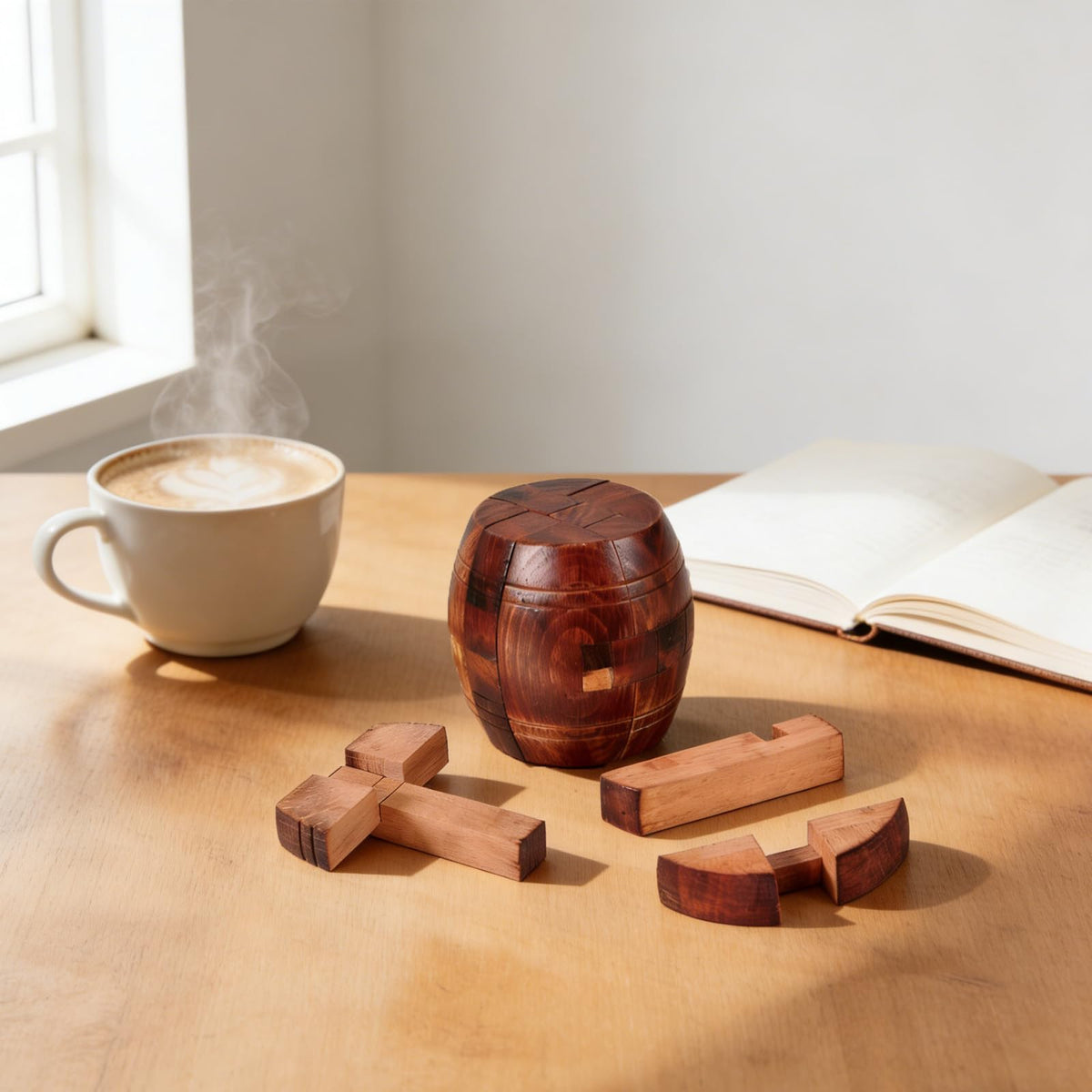 RICHOOSE Wooden Brain Teaser Puzzles for Adults - Challenging 3D IQ Logic Games for Teens 14+, Stress Relief Desk Toys & Office Decor, Unique Gifts for Men, Women, Seniors (Barrel)