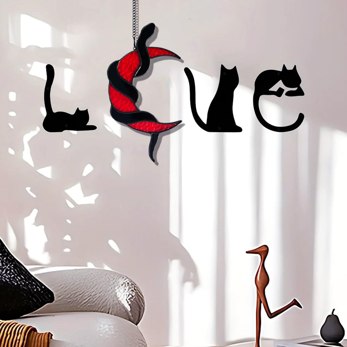 Stained Glass Window Hanging, Moon and Snake, Gothic Decorative Art, Halloween Decorative Gifts
