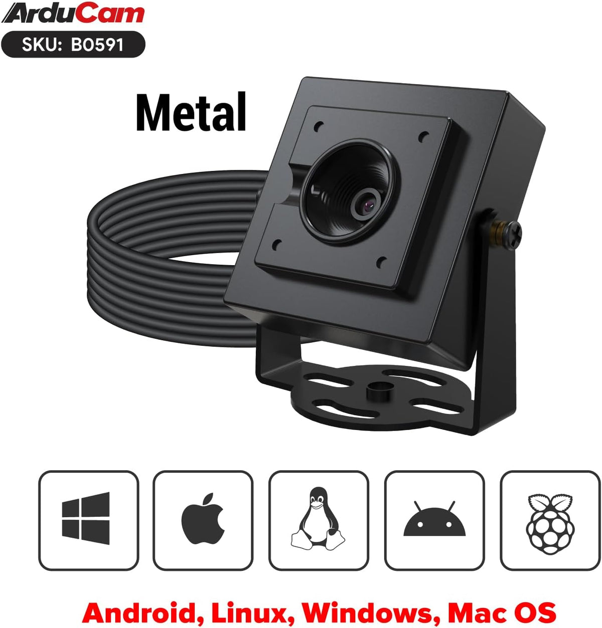 Arducam 30fps@1080P 78(D) HDR USB Camera Module, Autofocus UVC Camera, Mini Webcam for Windows, Linux, Mac OS, Android