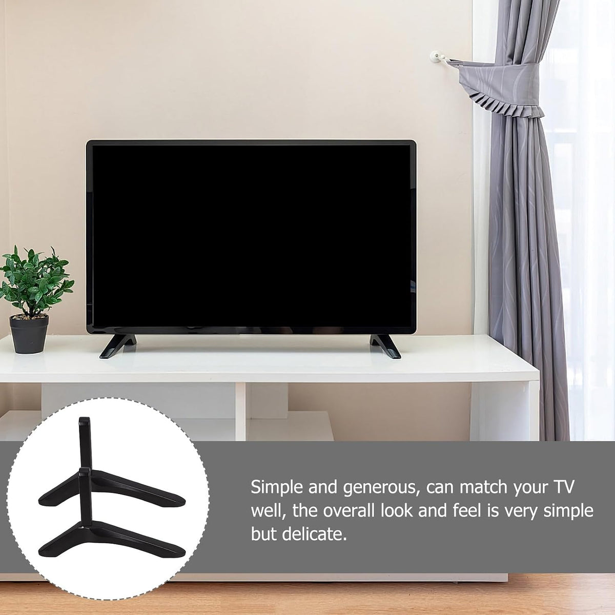 SEWACC Tv Stand Tabletop Support Holder with Screws Tv Desktop Mount Stand for Home Office Hotel Use Strong