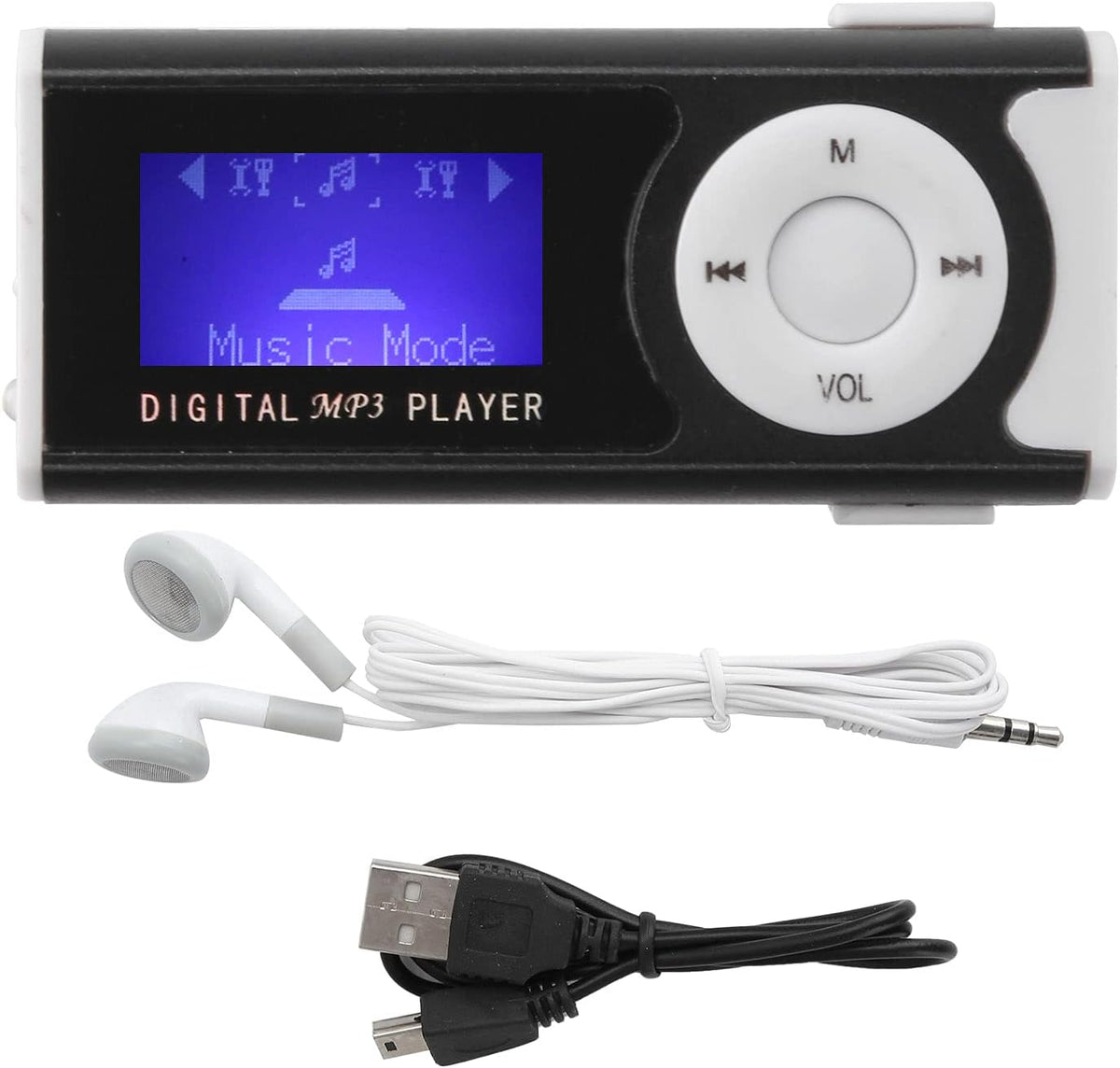 ASHATA MP3 MP3 16GB, MP3 MP3 Player with Back Clip, Mini Music Player with Earphone and LED Flashlight, Support Up