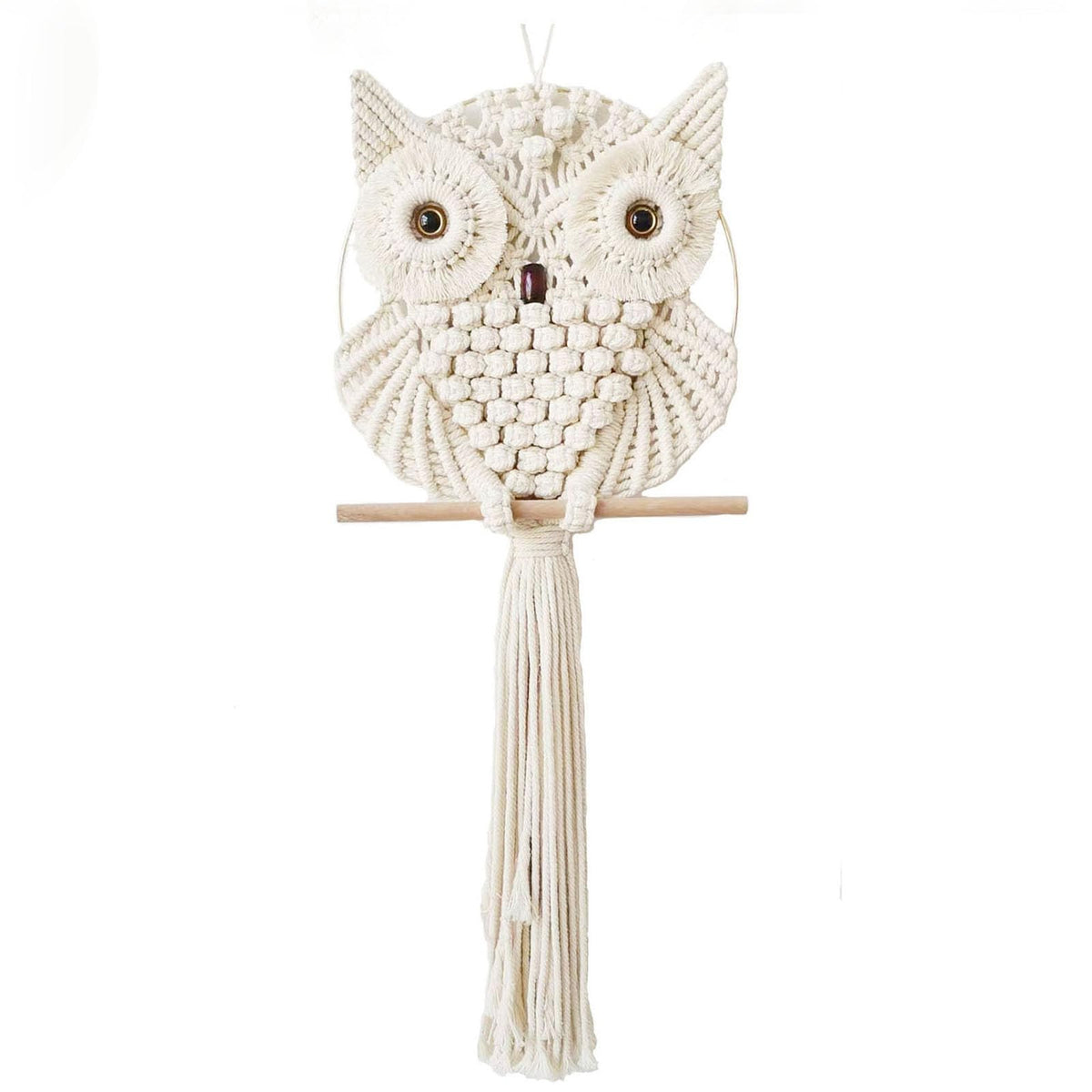 Achart Owl Macrame Wall Hanging-Hand Woven Boho Tapestry-Macrame Wall Decor -Owl Decor for Bedroom, Living Room, Nursery (Beige-Small)