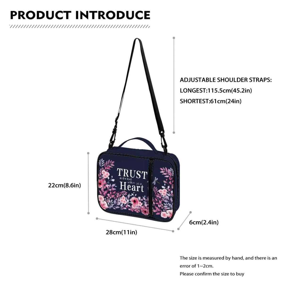 Salabomia Bible Bags and Totes for Women with Verse, Portable Multi-Functional Bible Study Supplies Kit for Women Girls, Large Bible Covers for Women with Shoulder Strap Handle, Blue and Pink