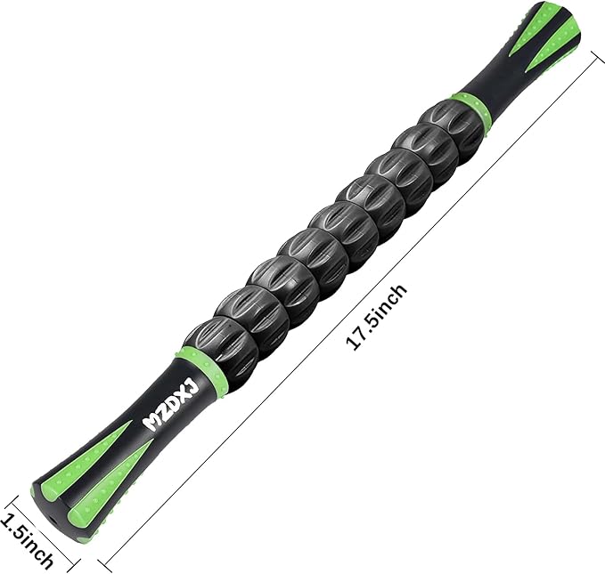 Muscle Roller Stick for Athletes - Deep Tissue Fascia Blaster & Roller Massager for Myofascial Pain Relief - Body-Building Apparatus (Green black-18 inch)