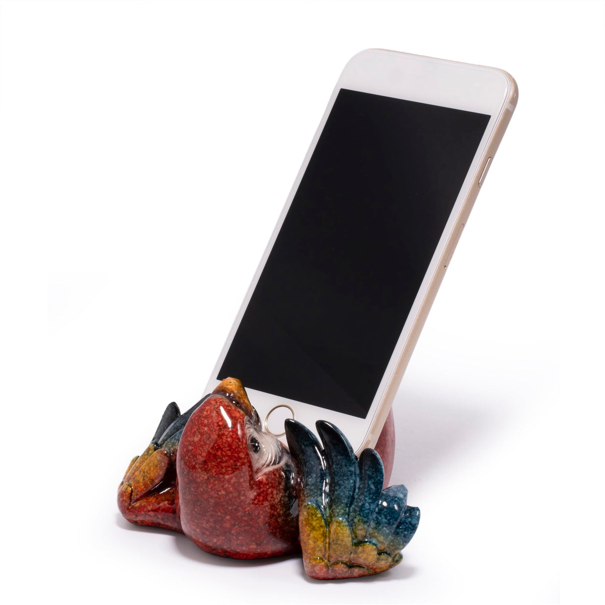 Hodao Cute Parrot Phone Stand Holder for Desk – Ocean & Animal Figurine Phone Holder Decoration Unique Gift for Friends, Family, Office & Home Decor (Red-Parrot)