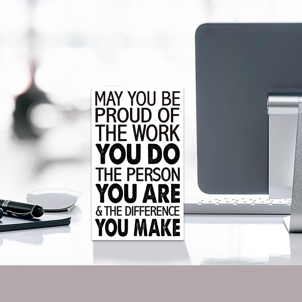 May You Be Proud Of The Work That You Do 10'' L x 6'' H Wooden Block Sign, Motivational Office Decor For Career Pride, Executive Desk Accent With Professional Achievement Quote