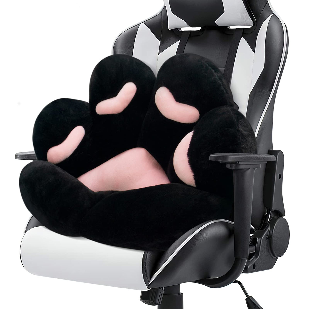 MOONBEEKI Cat Paw Cushion Chair Comfy Kawaii Plush Seat Cushions Shape Lazy Pillow for Gamer Chair 28"x 24" Cozy Floor Cute Seat Kawaii for Girl Worker Gift, Dining Room Bedroom Decorate Black