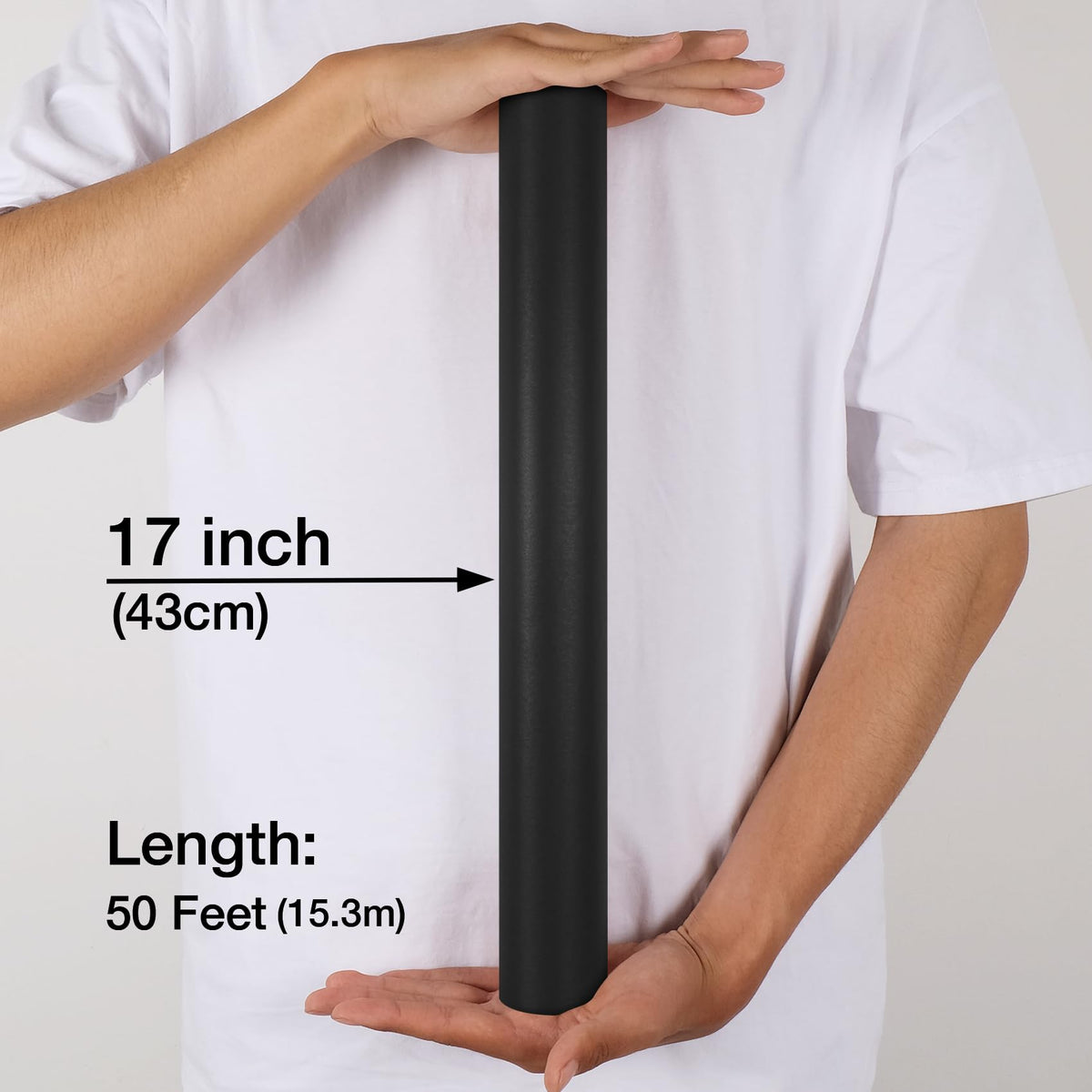Aimyoo Black Matte Wrapping Paper, 17 Inches X 50 Feet (70.8 sq.ft.) Solid Color Pearly-Lustre Paper Roll for Christmas Birthday Baby Shower Wedding Gift Wrap