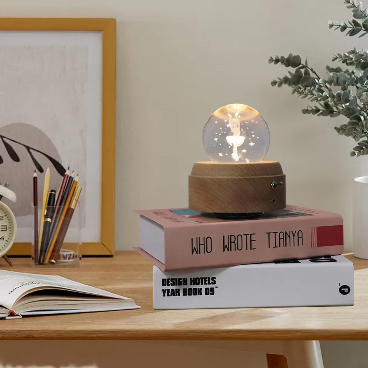YCWF 3D Crystal Ball Music Box,Luminous Rotating Musical Box,with Projection LED Light Music Box,Best Gift for Birthday Thanksgiving Day Valentines Day Mothers Day Christmas (Ballet Girl)