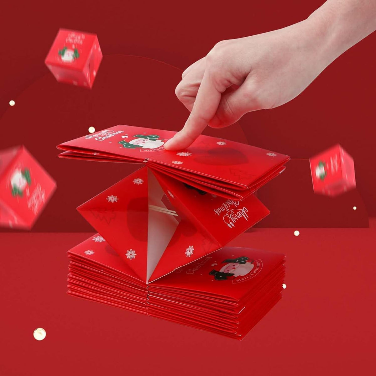 Surprise Gift Box Pop-Up Explosion for Christmas, Birthday, Anniversary & New Year (10 Red Boxes)
