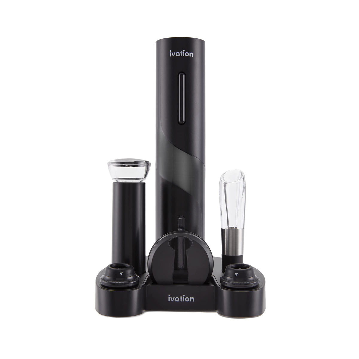 Ivation 7-Piece Wine Gift Set – Includes Electric Bottle Opener, Wine Aerator, Preserver Pump, 2 Cork Stoppers, Foil Cutter & Stand