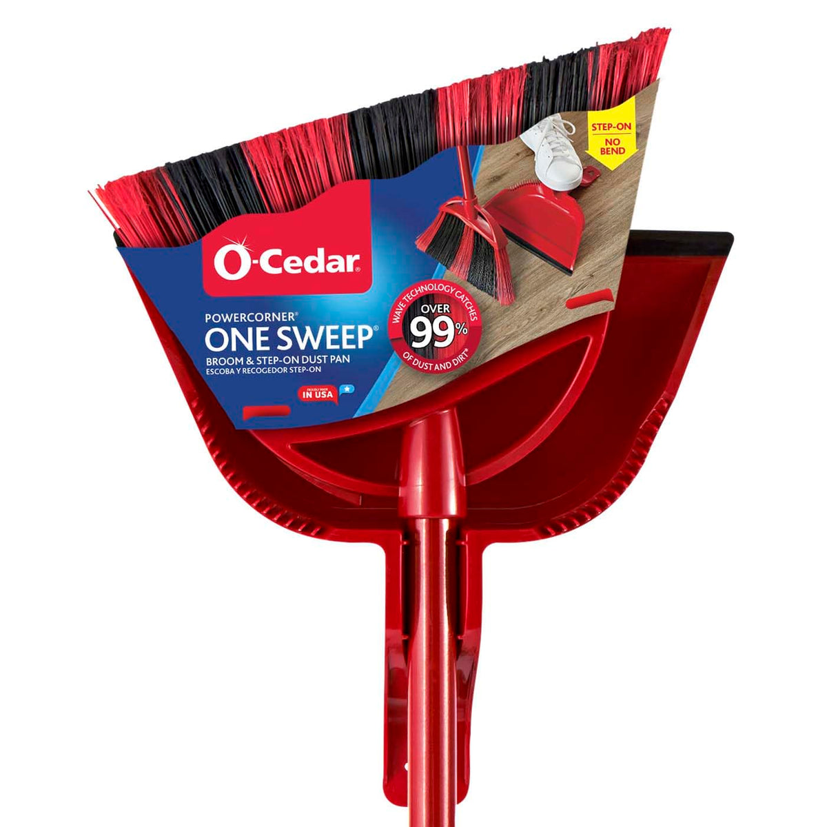 O-Cedar One Sweep Broom with Step-On Dustpan | Remove 99% with One | Lightweight Quiet Cleaning Tool | Ideal for Pet Owners