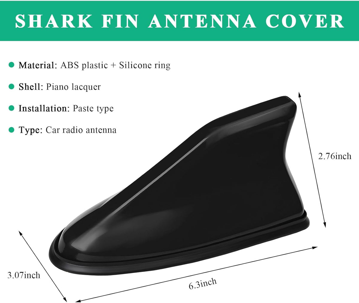 Sbulhia Shark Fin Antenna Cover for Car, Auto AM/FM Radio Signal Base Top Roof Aerial Cover with Adhesive Tape