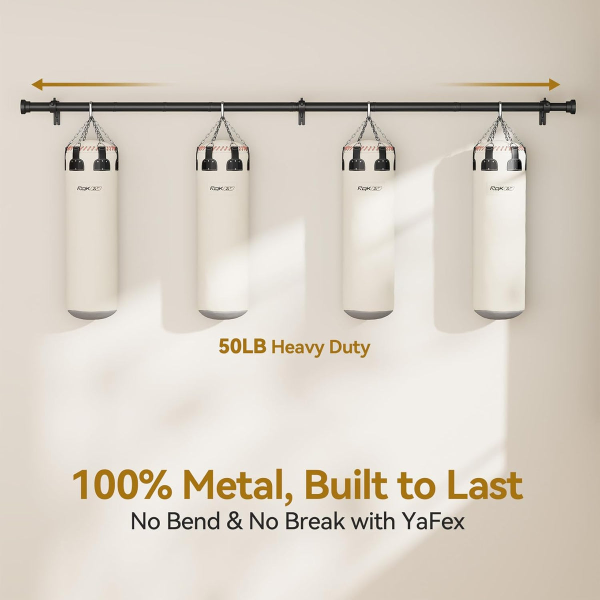 YaFex Curtain Rods - Heavy Duty 1 Inch Adjustable Window Treatment Rods | 32-118 Inch, Black Finish