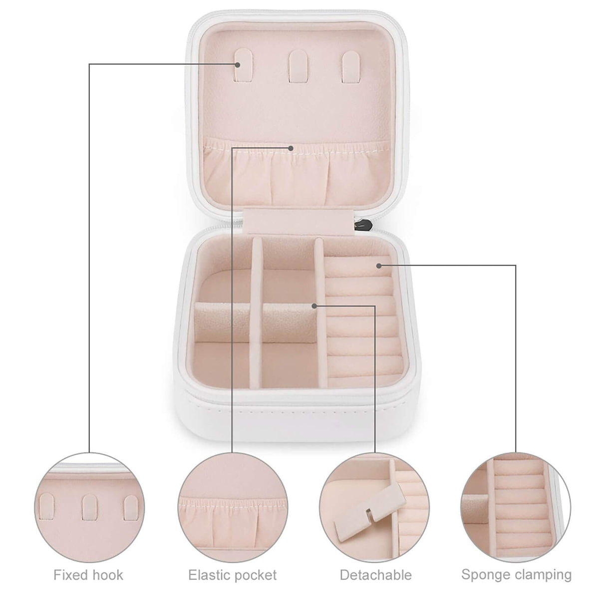 QWJKM Illuminated Audio Tape Jewelry Box for Women Travel Jewelry Case Portable Jewelry Case Organizer Small Leather Jewelry Storage Boxes for Rings Necklaces Bracelet Gift