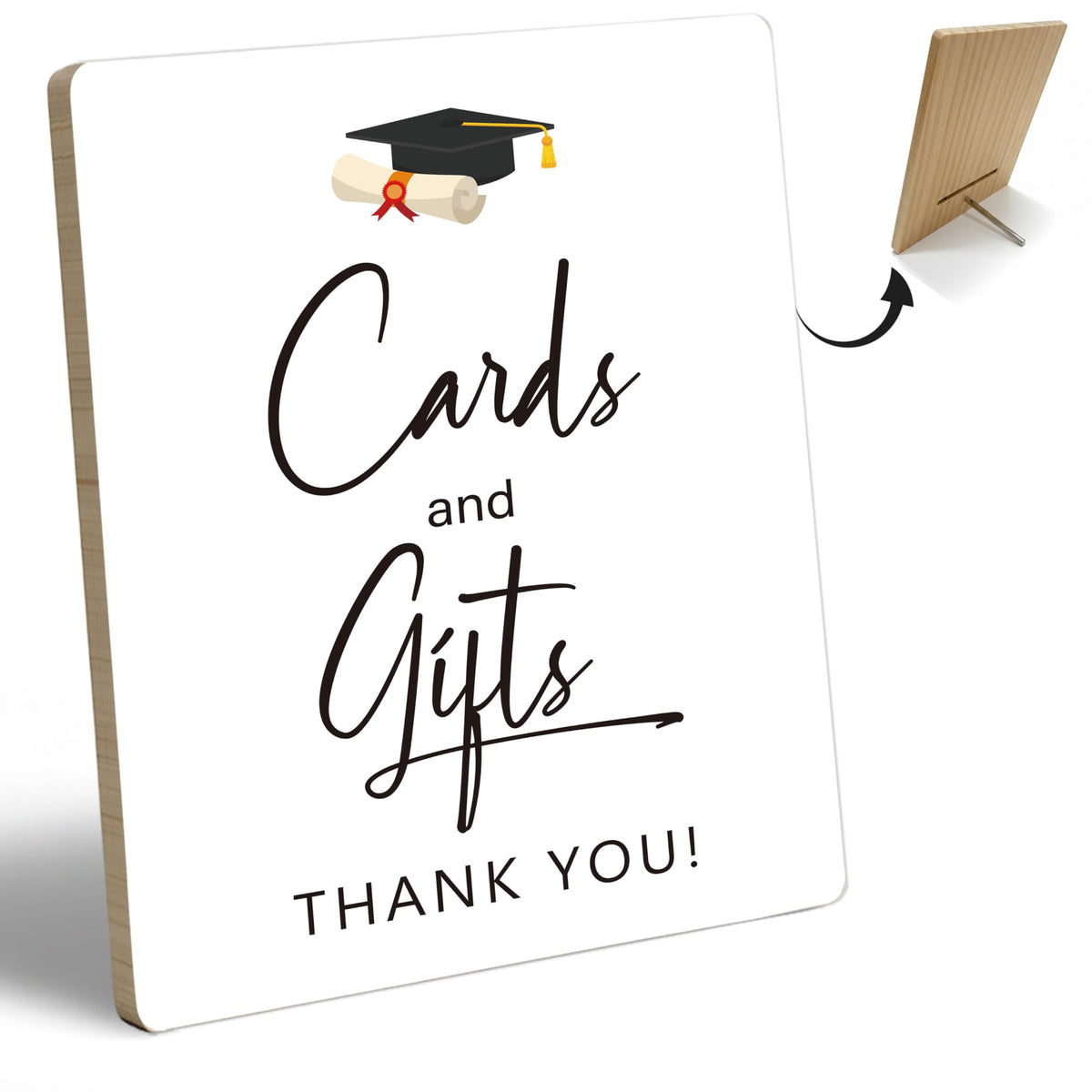 Graduation Table Decor Sign, Cards and Gifts, Pack of 1 Wood Plaque Table Sign, Graduation Party Decorations for Class of 2026, High School College Graduation Supplies - YU01