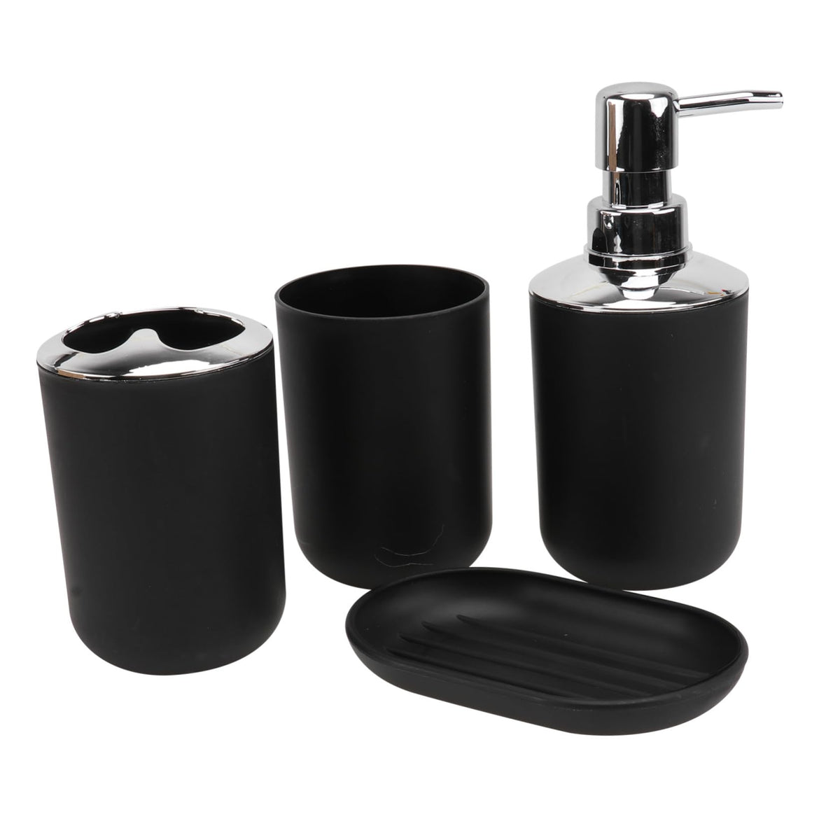 OUNONA Bathroom Wash Supplies Set Matte Black Household Washing Cup Kit with Toothbrush Holder and Mouthwash Cup and Portable Bathroom Accessories for Daily Use